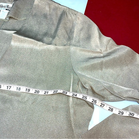 Sheri Martin METALLIC beige Blazer women’s 3XL  open Front Flowy Cardigan Jacket - Picture 8 of 13